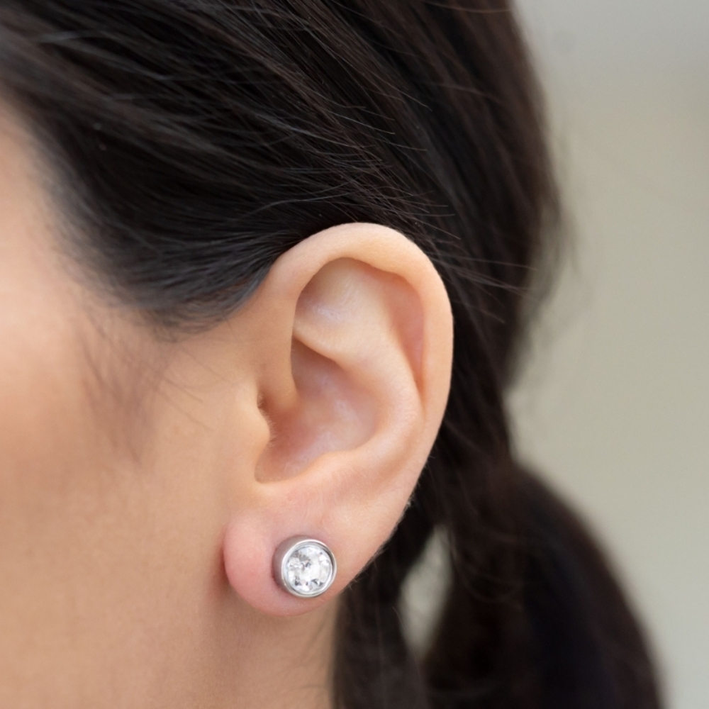 Touchstone Crystal Silver Stud Earrings